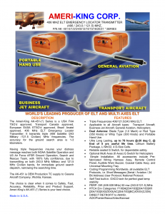 Specifications for ELT no GPS Position