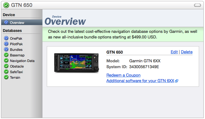 GTN 650 now runs International Standard PilotPak